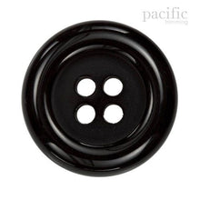 Load image into Gallery viewer, 4 Hole Round Rim Polyester Button 120633KR Black
