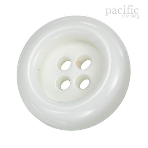 4 Hole Round Rim Polyester Button 120633KR White