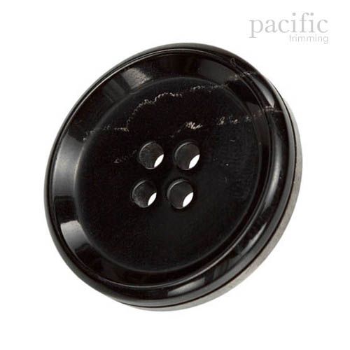 Marble 4 Hole Metal Back Attachment Polyester Jacket Coat Button Black