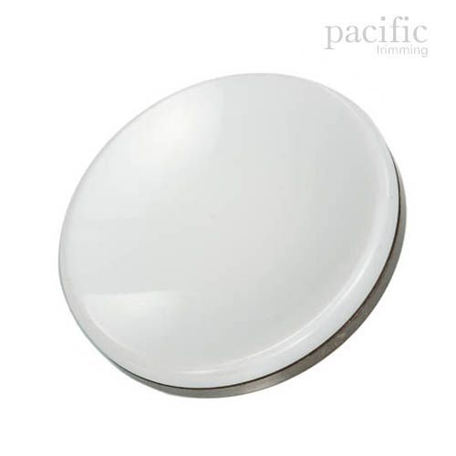 Round Concave Metal Back Attachment Polyester Tunnel Shank Jacket Coat Button White