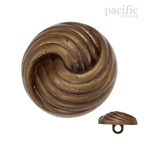 Braided Patterned Shape Round Dome Antique Brass ABS Metal Plated Shank Button 120712MT