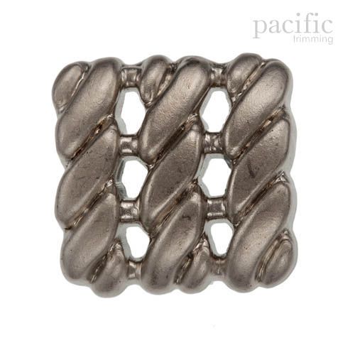 Square Shape Braided Patterned ABS Metal Plated Shank Button 120733MT Antique Silver