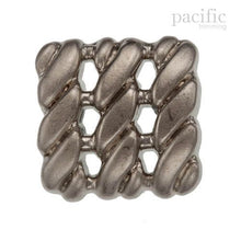 Load image into Gallery viewer, Square Shape Braided Patterned ABS Metal Plated Shank Button 120733MT Antique Silver
