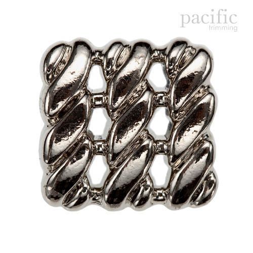Square Shape Braided Patterned ABS Metal Plated Shank Button 120733MT Nickel