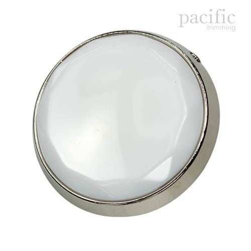 Metal Back Attachment Round Polyester Shank Jacket Coat Button White
