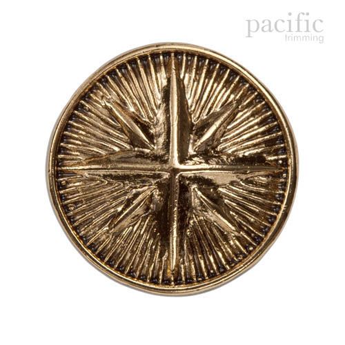 Star Engraved Metal Gold Shank Button 121006KR