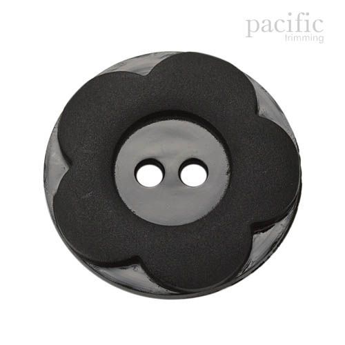 Flower Shape 2 Hole Nylon Decorative Button Black