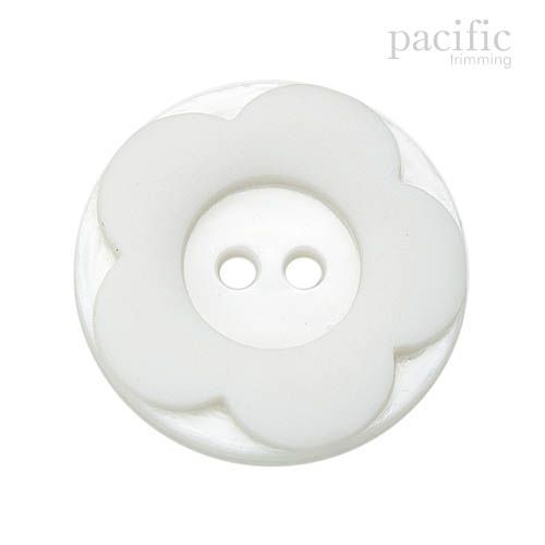 Flower Shape 2 Hole Nylon Decorative Button White