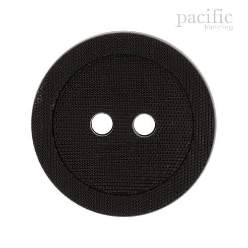 Textured Round Rim 2 Hole Nylon Button 125071BA Black