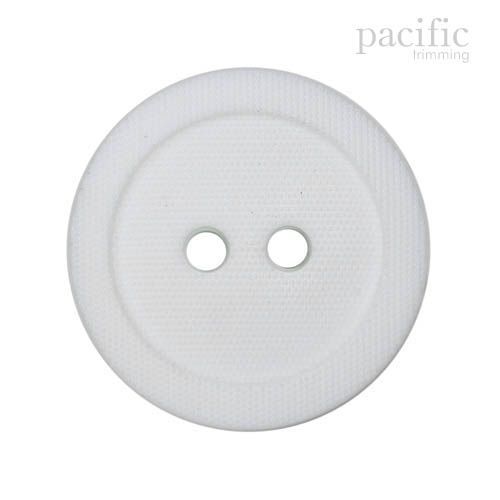 Textured Round Rim 2 Hole Nylon Button 125071BA White