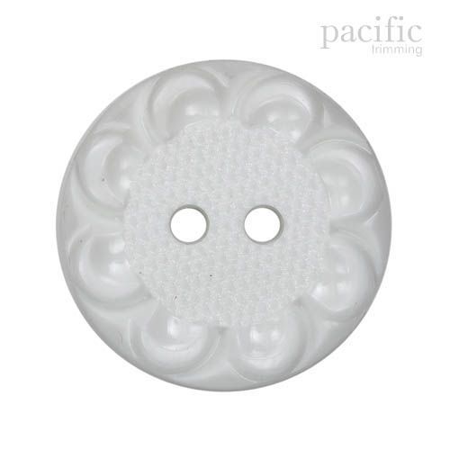 Flower Patterned 2 Hole Nylon Decorative Button White