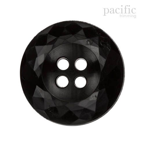 Round Concave 4 Hole Nylon Decorative Button Black