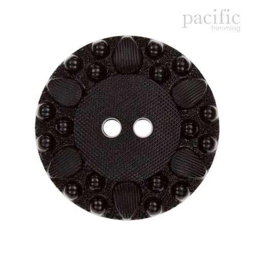 Textured 2 Hole Nylon Decorative Button Black