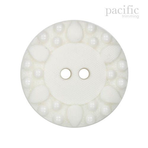 Textured 2 Hole Nylon Decorative Button White