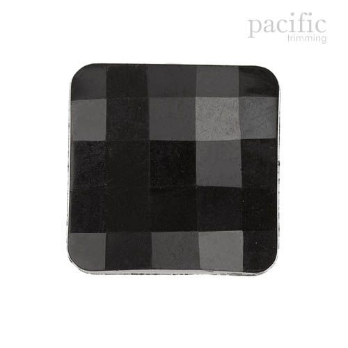 Square Shape Nylon Shank Decorative Button Black