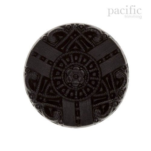 Patterned Nylon Shank Decorative Button Black
