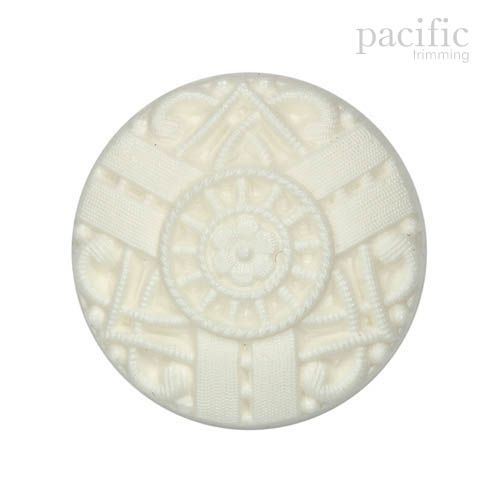 Patterned Nylon Shank Decorative Button White