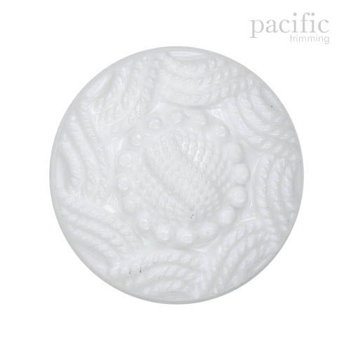 Braided Patterned Nylon Shank Decorative Button White