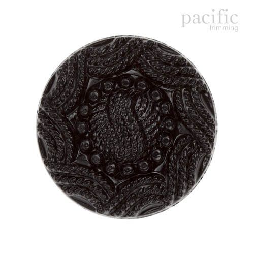 Braided Patterned Nylon Shank Decorative Button Black