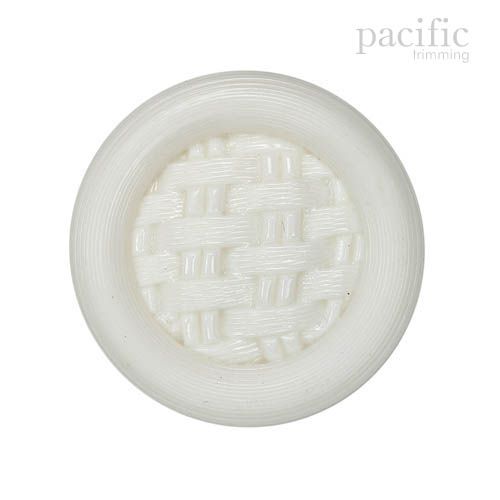Braided Patterned Nylon Shank Decorative Button White