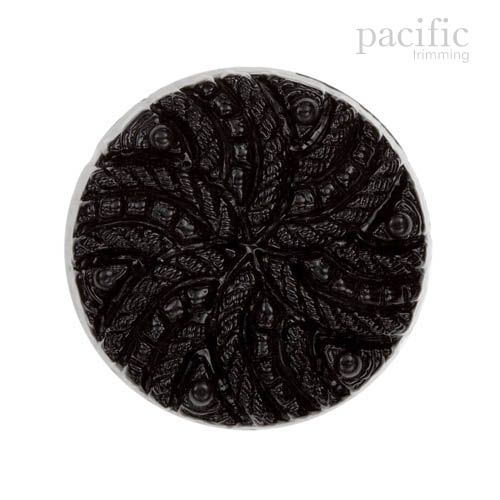 Spiral Patterned Nylon Shank Decorative Button Black
