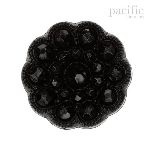 Flower Shape Nylon Shank Decorative Button Black