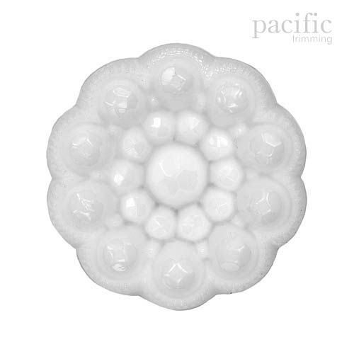 Flower Shape Nylon Shank Decorative Button White