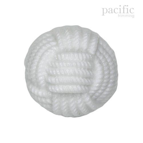 Braided Knot Nylon Round Ball Shape Button 125680BA White