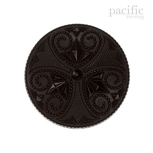 Patterned Nylon Shank Decorative Button Black