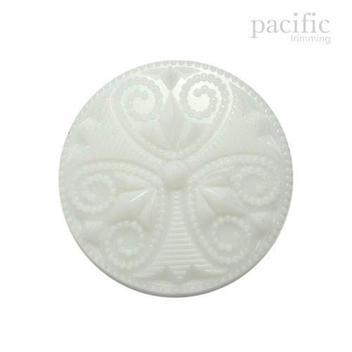 Patterned Nylon Shank Decorative Button White