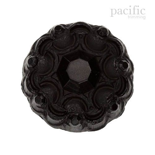 Flower Shape Black Nylon Shank Decorative Button