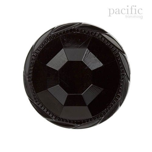Textured Round Black Nylon Shank Decorative Button 