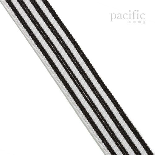1 Inch White and Black Stripe Patterned Elastic
