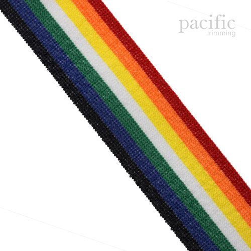 1 1/2 Inch Rainbow Stripe Patterned Elastic