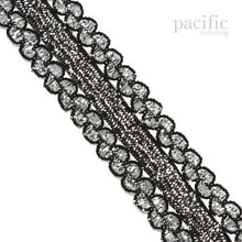 Load image into Gallery viewer, 0.63 Inch Metallic Stretch Ribbon Black/Silver
