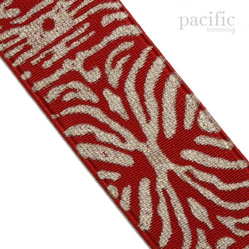 1.63 Inch Elastic Band With Abstract Pattern Red/Gold