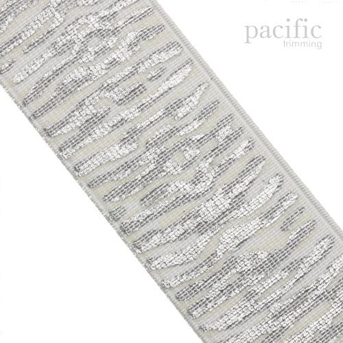 1.63 Inch Elastic Band With Abstract Pattern White/Silver