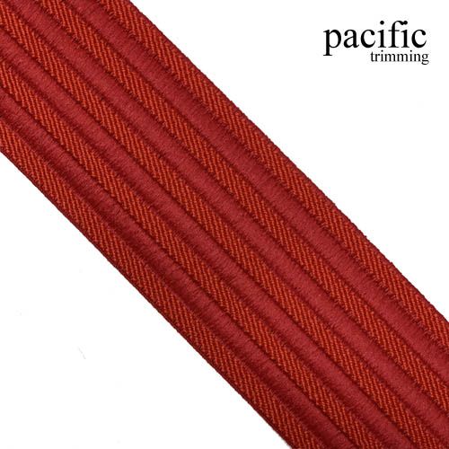 2 Inch Red Striped Patterned Elastic Band