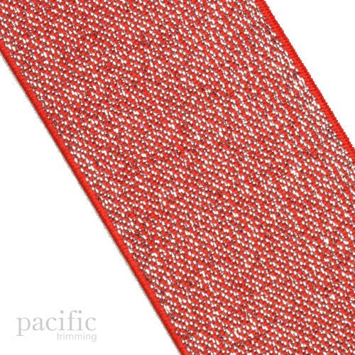 Metallic Elastic Woven Band Red/Silver Multiple Sizes