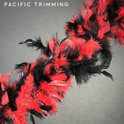 Colorful Chandelle Boa Feather Trim Red/Black