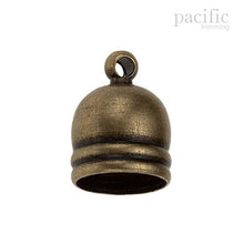 Load image into Gallery viewer, Metal Bell Cord End with Loop 4 sizes Antique Brass

