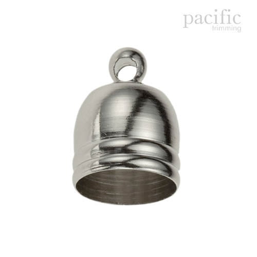 Metal Bell Cord End with Loop 4 sizes Silver