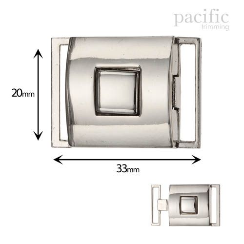 20mm Front Buckle Closure Silver