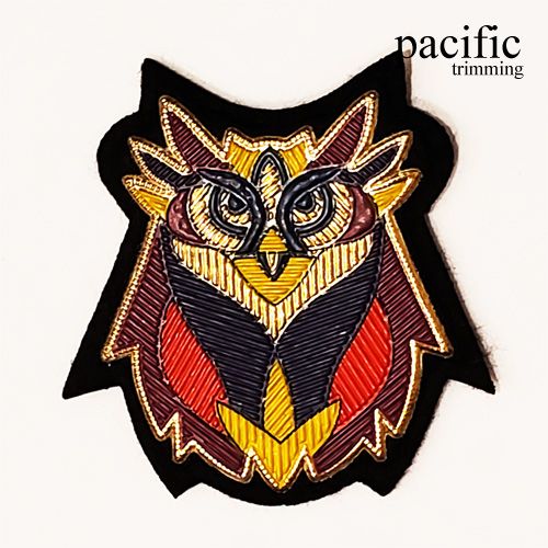 2.38 Inch Embroidery Owl Patch Sew On Black/Red/Wine/Yellow