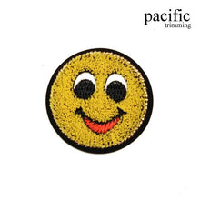 Load image into Gallery viewer, 2 Inch Smiley Emoji Patch With Fur Iron On Yellow/Black
