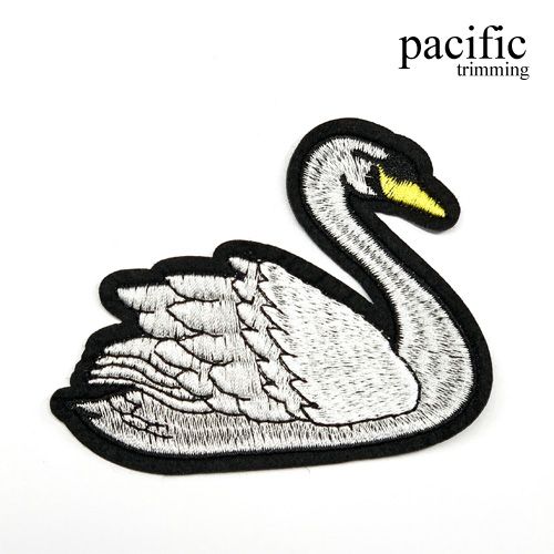 3 Inch Swan Patch Iron On White/Black