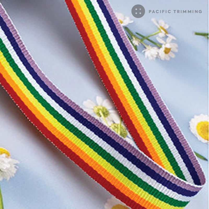 Striped Grosgrain Ribbon Flag Ribbon Multiple Colors and Sizes