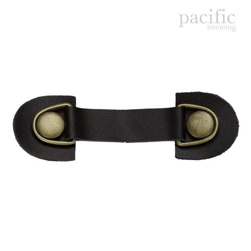 5 Inch Snap Leather Closure Black/Antique Brass