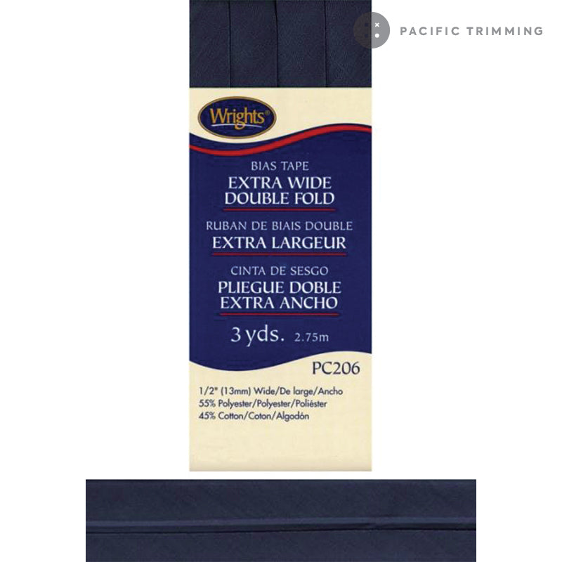 Wrights Double Fold Bias Tape 1/2" Navy