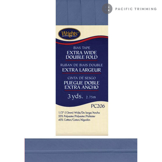 Copy of Wrights Double Fold Bias Tape  1/2" Stone Blue